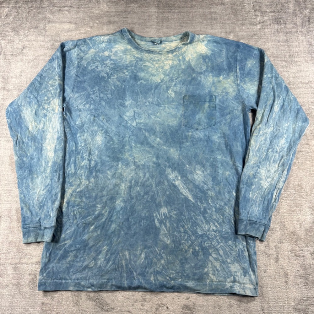 3sixteen Shirt Mens XL Blue Long Sleeve Pocket Tie Dye Wash Crew Neck Streetwear